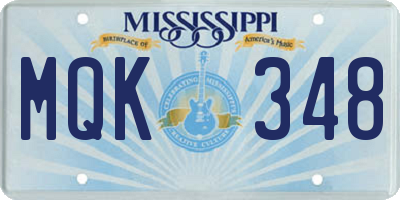 MS license plate MQK348