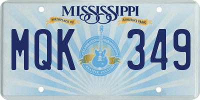 MS license plate MQK349