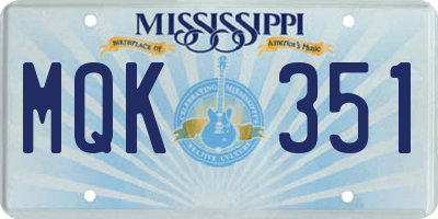 MS license plate MQK351