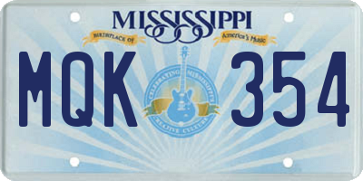 MS license plate MQK354