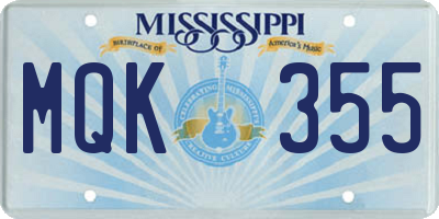 MS license plate MQK355