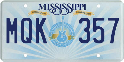 MS license plate MQK357