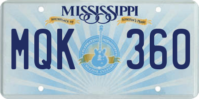 MS license plate MQK360