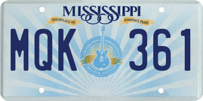 MS license plate MQK361