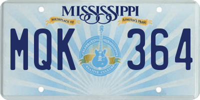 MS license plate MQK364