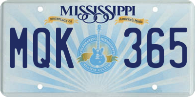 MS license plate MQK365