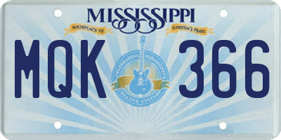 MS license plate MQK366