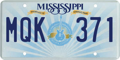 MS license plate MQK371