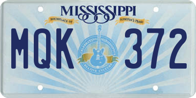 MS license plate MQK372