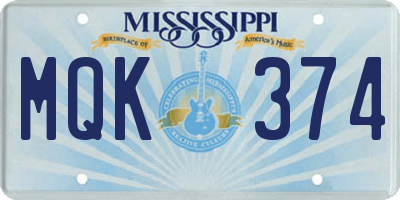 MS license plate MQK374