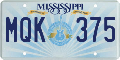MS license plate MQK375