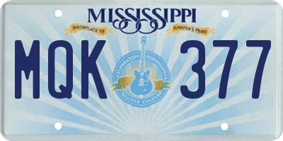 MS license plate MQK377