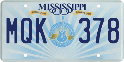 MS license plate MQK378