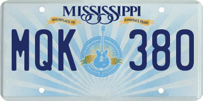MS license plate MQK380
