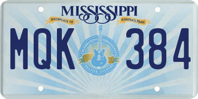 MS license plate MQK384