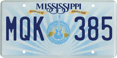 MS license plate MQK385