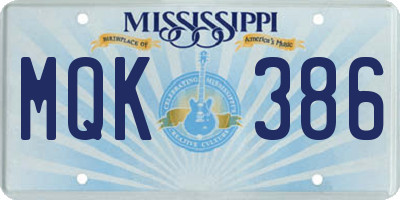 MS license plate MQK386