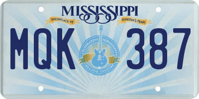 MS license plate MQK387