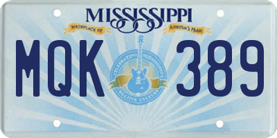 MS license plate MQK389