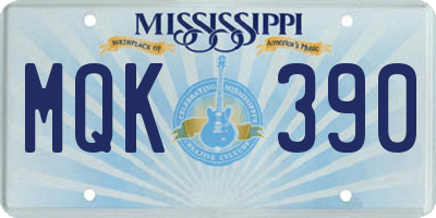 MS license plate MQK390