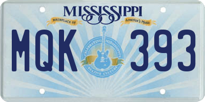 MS license plate MQK393