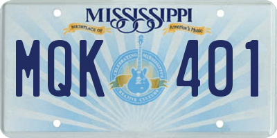 MS license plate MQK401