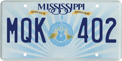 MS license plate MQK402