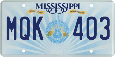 MS license plate MQK403