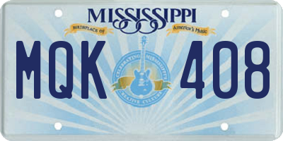MS license plate MQK408