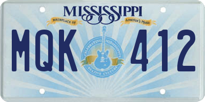 MS license plate MQK412