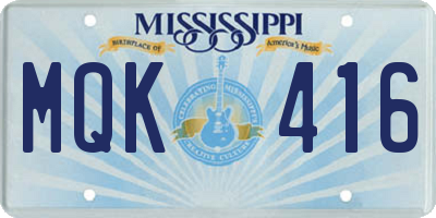 MS license plate MQK416