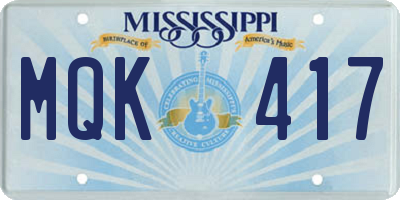 MS license plate MQK417