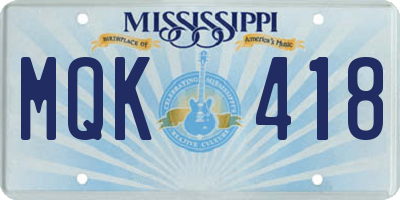 MS license plate MQK418
