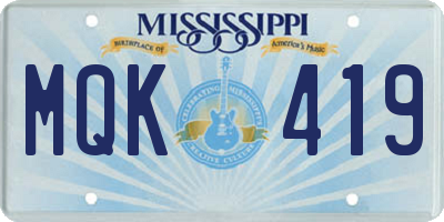 MS license plate MQK419