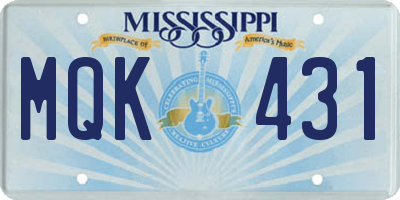 MS license plate MQK431