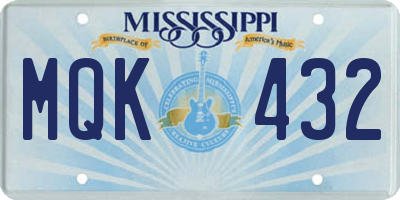 MS license plate MQK432