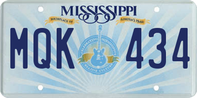 MS license plate MQK434