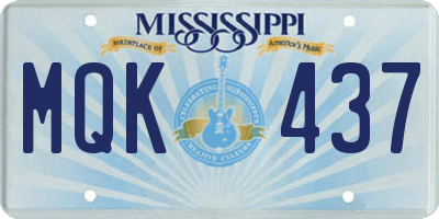 MS license plate MQK437