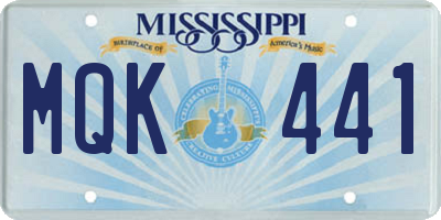 MS license plate MQK441