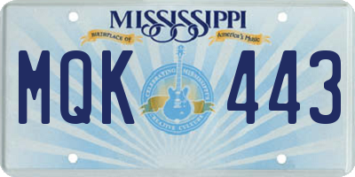 MS license plate MQK443