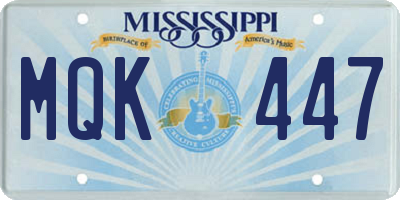 MS license plate MQK447