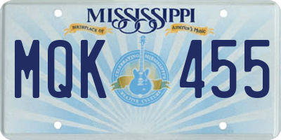 MS license plate MQK455
