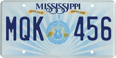 MS license plate MQK456