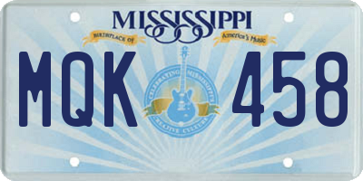 MS license plate MQK458