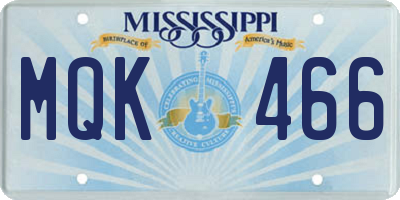 MS license plate MQK466