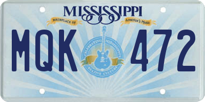 MS license plate MQK472