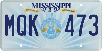 MS license plate MQK473