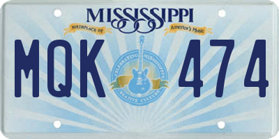 MS license plate MQK474