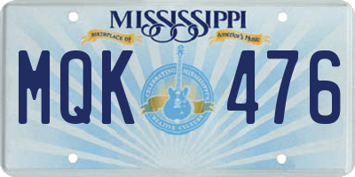 MS license plate MQK476