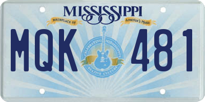 MS license plate MQK481